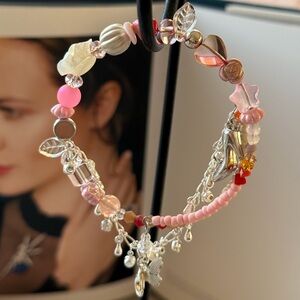 Handmade bracelet, many vibes-bag charm/car hanger